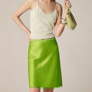NWT J. Crew Women's Green Gwen Knee-Length Slip Skirt XSP